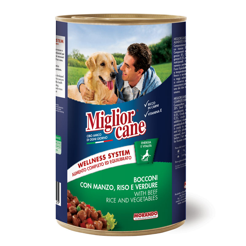 Migliorcane Adult Dog Food Chunks With Beef, Rice and Vegetables Migliorcane Adult Dog Food Chunks With Beef, Rice and Vegetables