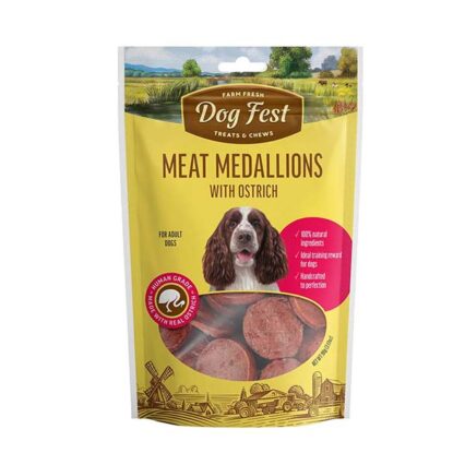 DOG FEST MEAT MEDALLIONS WITH OSTRICH