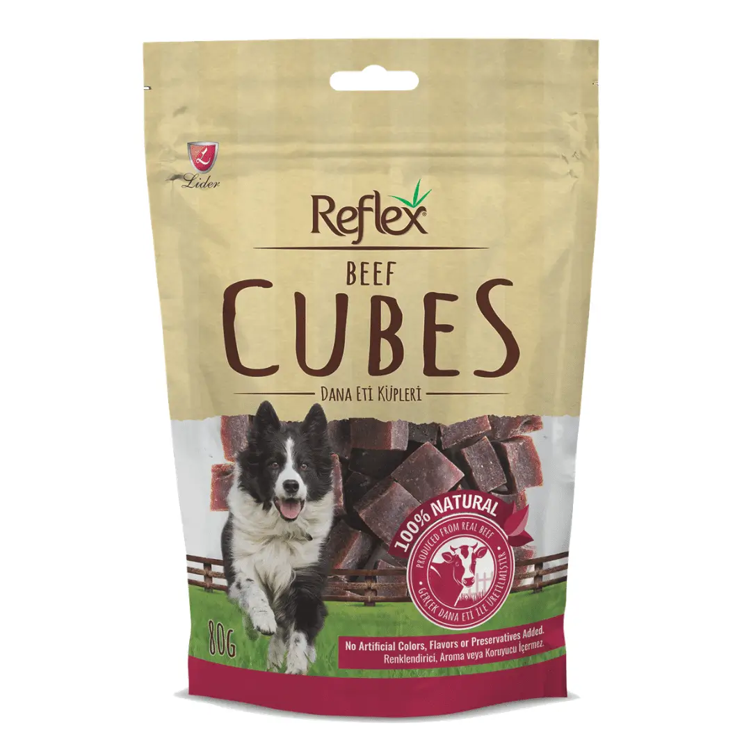 Reflex Dog Treats 100% Natural Beef Cubes 80G Reflex Dog Treats 100% Natural Beef Cubes 80G