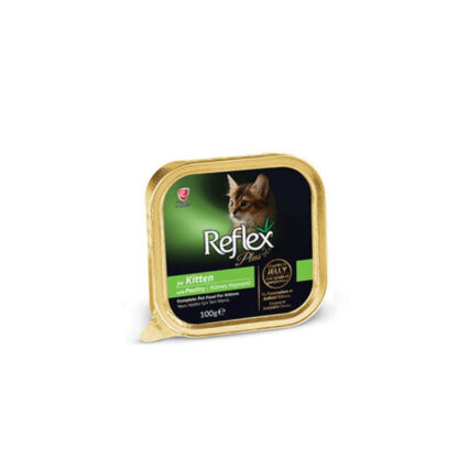 REFLEX PLUS KITTEN FOOD ALUMINIUM TRAY – POULTRY -CHUNKS IN JELLY 0.1KG