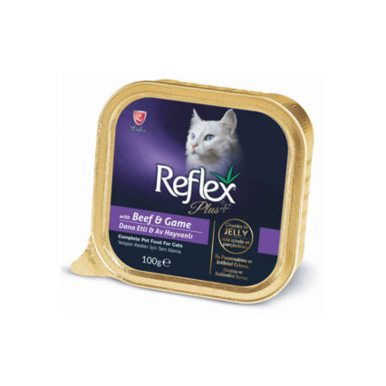 Reflex Plus Adult Cat Food Alu Tray With Beef & Game Chunks in Jelly
