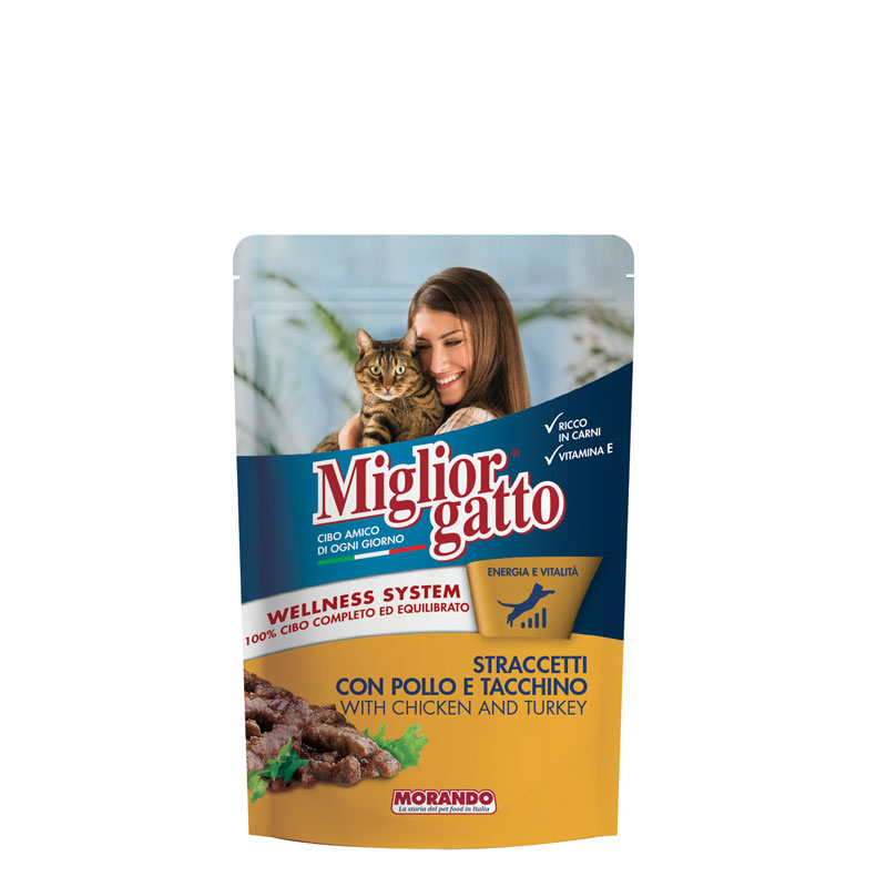 Migliorgatto Adult Cat Food Pouch Strips Chicken and Turkey Migliorgatto Adult Cat Food Pouch Strips Chicken and Turkey