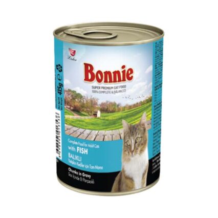 bonnie adult cat food canned – fish chunks in gravy