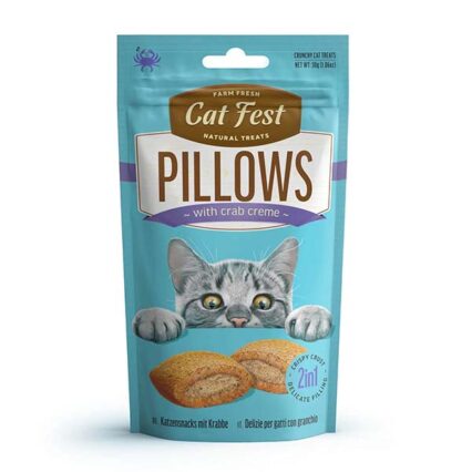 cat fest pillows with crab creme