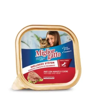 Migliorgatto Adult Cat Food Alutray Pate With Beef And Heart - petsgalleria