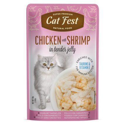Cat Fest Cat Food Pouches – Chicken with Shrimp in Tender Jelly - petsgalleria