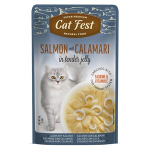 Cat Fest Cat Food Pouches – Salmon with Calamari in Tender Jelly - petsgalleria