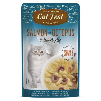 Cat Fest Cat Food Pouches – Salmon with Octopus in Tender Jelly