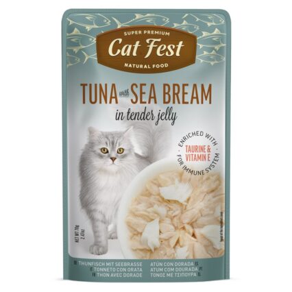 Cat Fest Cat Food Pouches – Tuna with Sea Bream in Tender Jelly - petsgalleria