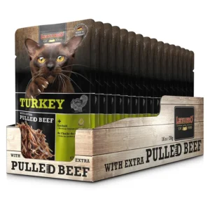 Leonardo Turkey + Extra Pulled Beef Cat Food - petsgalleria