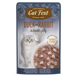 Cat Fest Cat Food Pouches – Duck with Rabbit in Tender Jelly - petsgalleria
