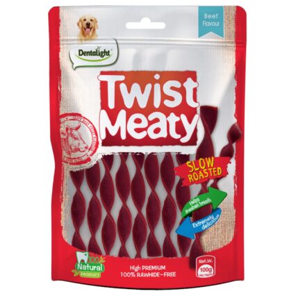 Dentalight Beef Flavor Twist Meaty Dog Chews - petsgalleria