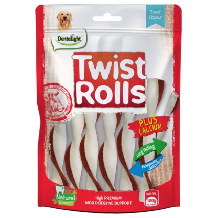 Dentalight Beef Flavor Twist Rolls Dog Treats - petsgalleria