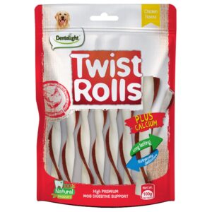 Dentalight Chicken Flavor Twist Rolls Dog Treats - petsgalleria