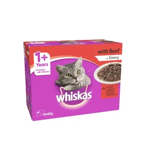 Whiskas Pouch Adult Wet Cat Food beef in gravy by pets galleria pet store kenya